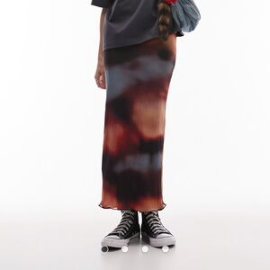 🍒Topshop crinkle column midi skirt tie dye